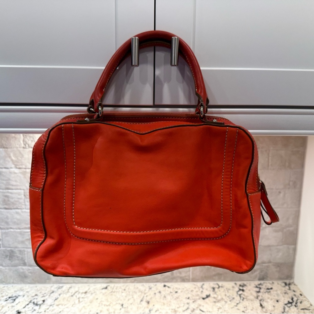 Kate Spade EUC Vintage Mott Street Fisher Orange/Red Leather Satchel - Picture 2 of 8